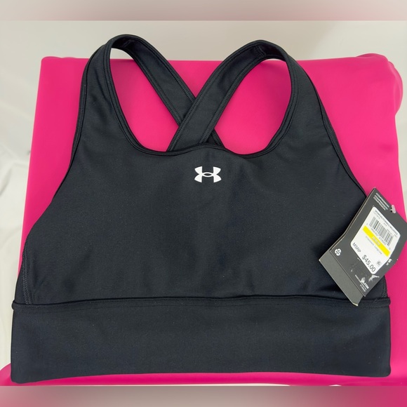 UNDER ARMOUR Black Women's Crossback Longline Medium-Impact Sports Bra  … - Picture 3 of 9